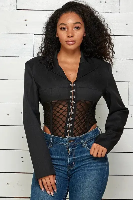 Sexy Flair Mesh Insert Bodysuit