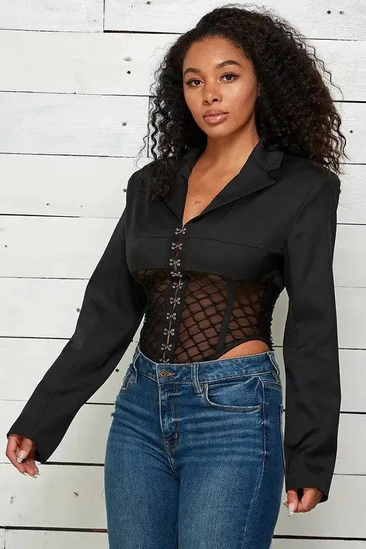 Sexy Flair Mesh Insert Bodysuit