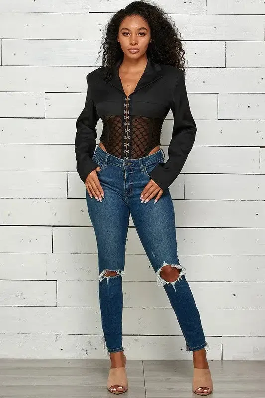 Sexy Flair Mesh Insert Bodysuit