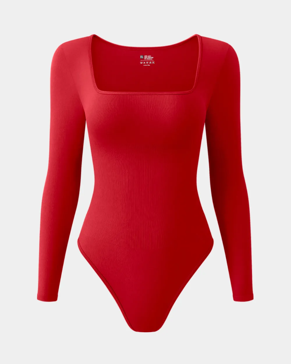 Sexy Ribbed Square Neck Long Sleeve Bodysuits
