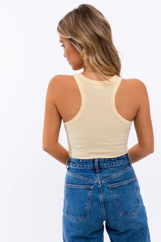 Sexy Slit Racerback Bodysuit