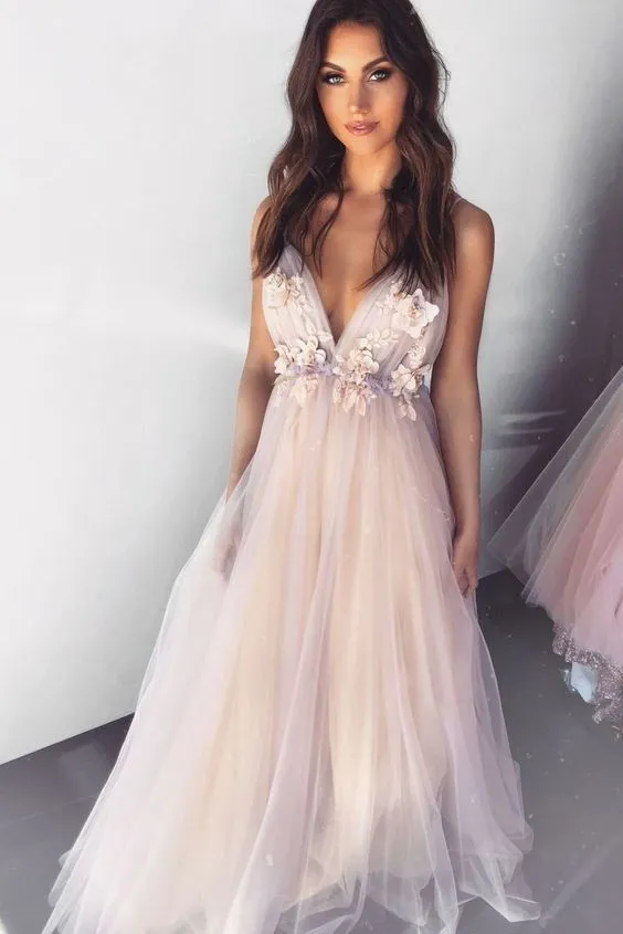 Sexy Spaghetti Straps Deep Blush Wedding Dress