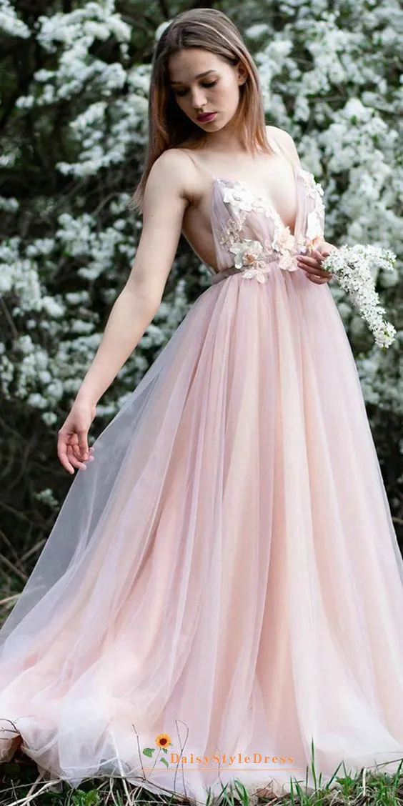 Sexy Spaghetti Straps Deep Blush Wedding Dress