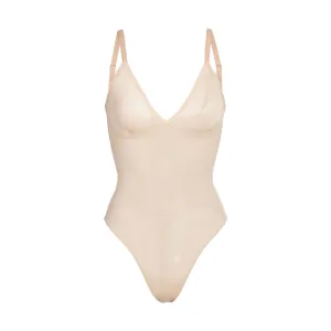 SHEER SCULPT THONG BODYSUIT | CLAY