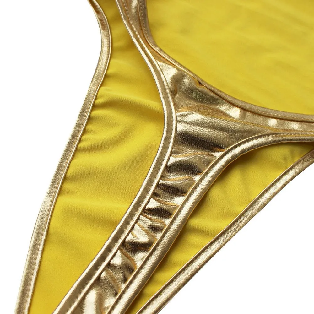 Shiny Latex Women's Bodysuit / Thong Sexy Leotard BodySuit / Faux Leather Erotic One Piece Costume
