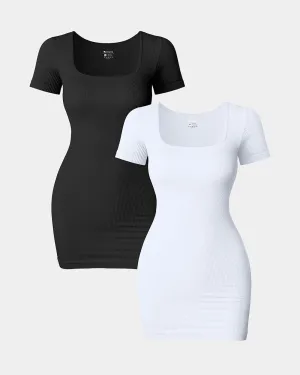 Short Neck Bodycon Mini Dress