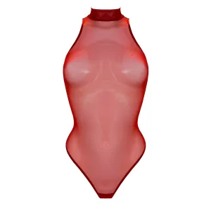 Signature mesh high neck body - red