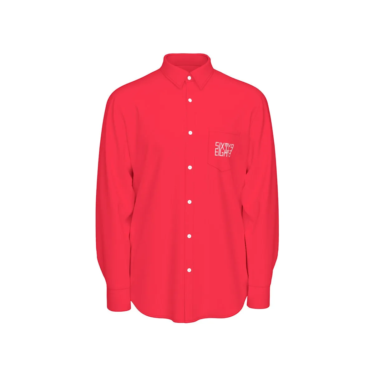 Sixty Eight 93 Logo White Red Men's Cotton Long Sleeve Shirt