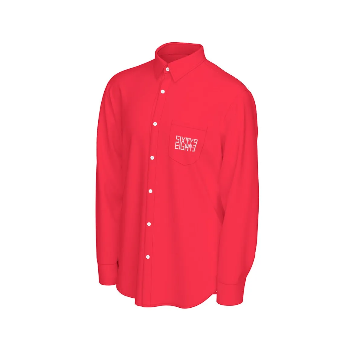 Sixty Eight 93 Logo White Red Men's Cotton Long Sleeve Shirt