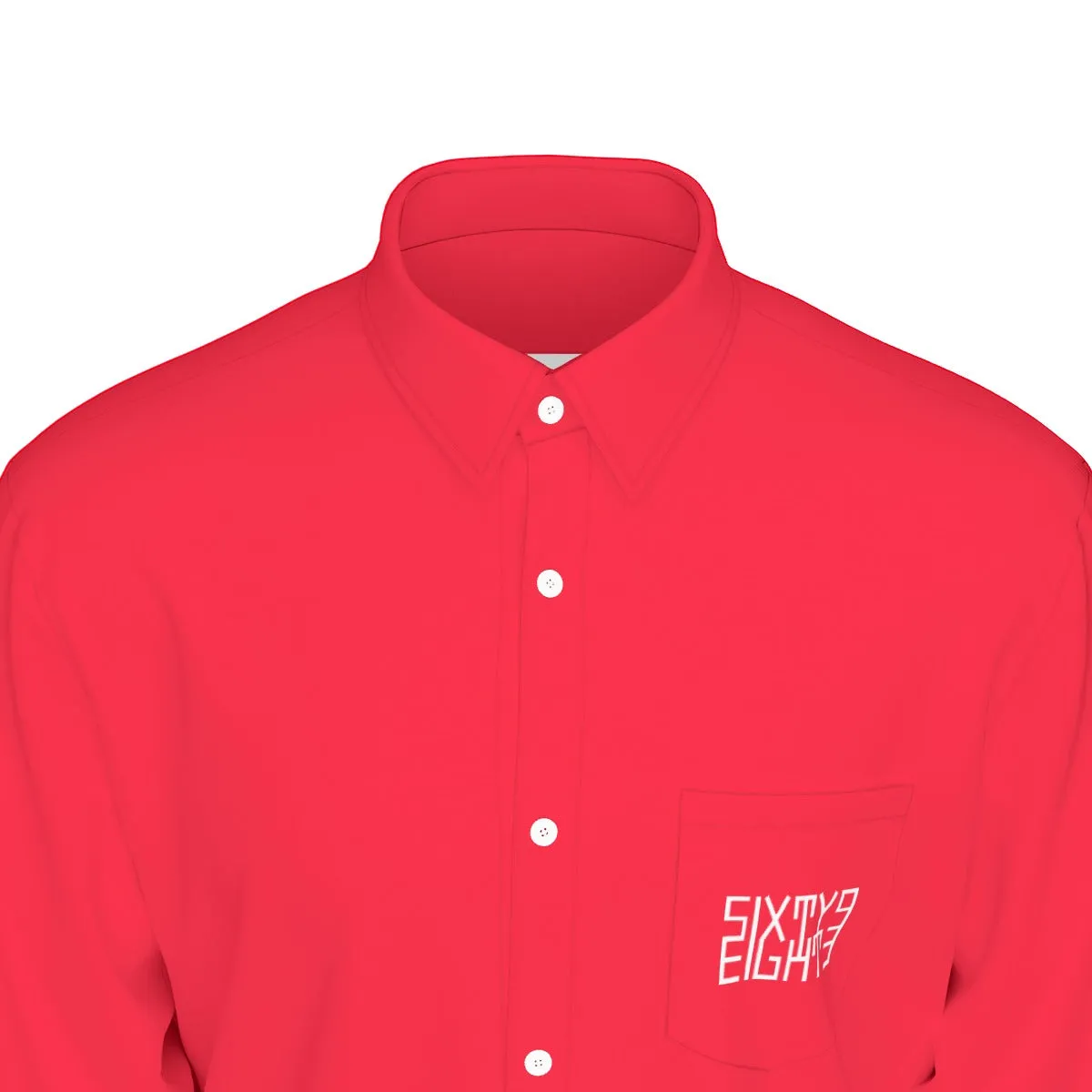Sixty Eight 93 Logo White Red Men's Cotton Long Sleeve Shirt