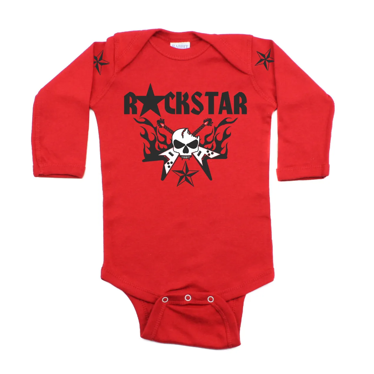 Skull Guitar Hero Flames Rockstar Deluxe Long Sleeve Baby Infant Bodysuit