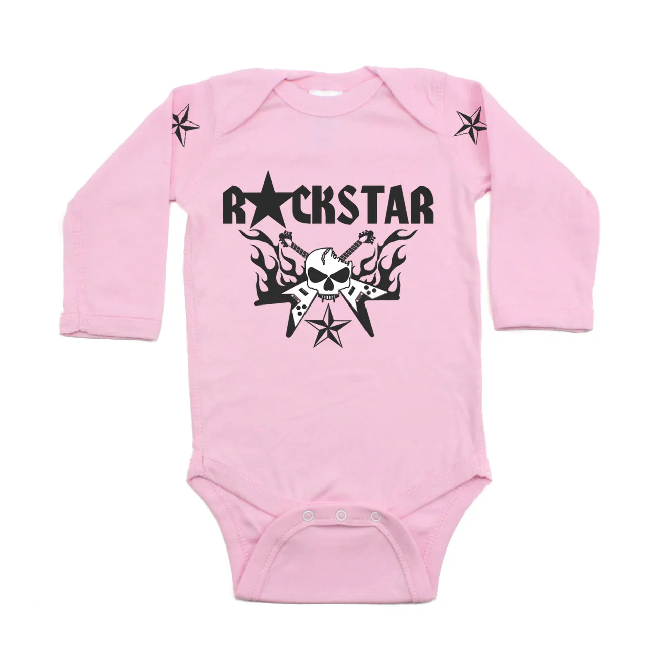 Skull Guitar Hero Flames Rockstar Deluxe Long Sleeve Baby Infant Bodysuit