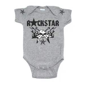 Skull Guitar Hero Flames Rockstar Deluxe Short Sleeve Baby Infant Bodysuit