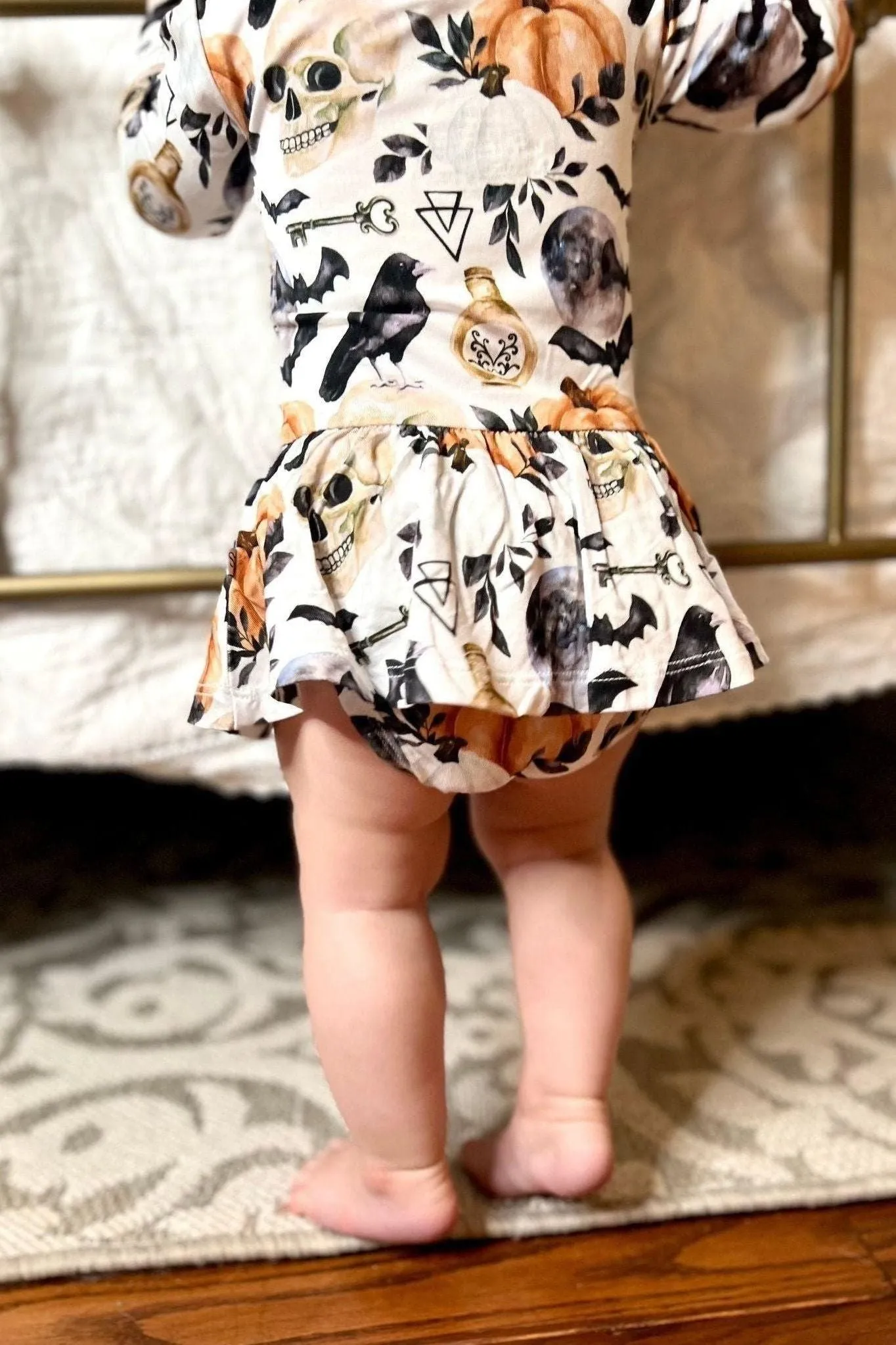 Skulls, Crows & Pumpkins Skirted Bodysuit"
