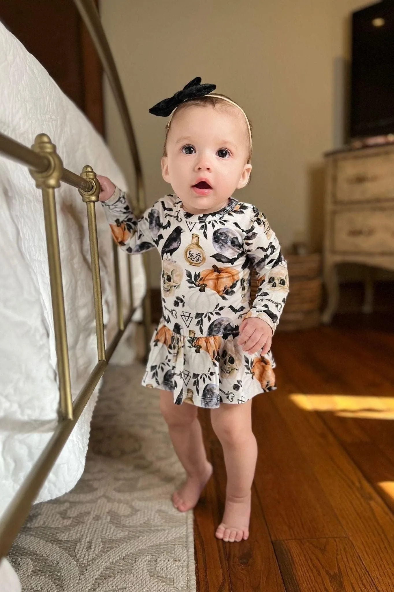 Skulls, Crows & Pumpkins Skirted Bodysuit"