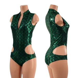 Sleeveless "Stella" Hipnotic Romper in Green Dragon Scale