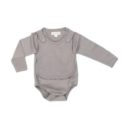 Smart Long Sleeve Kimono Bodysuit   Bib - Gray
