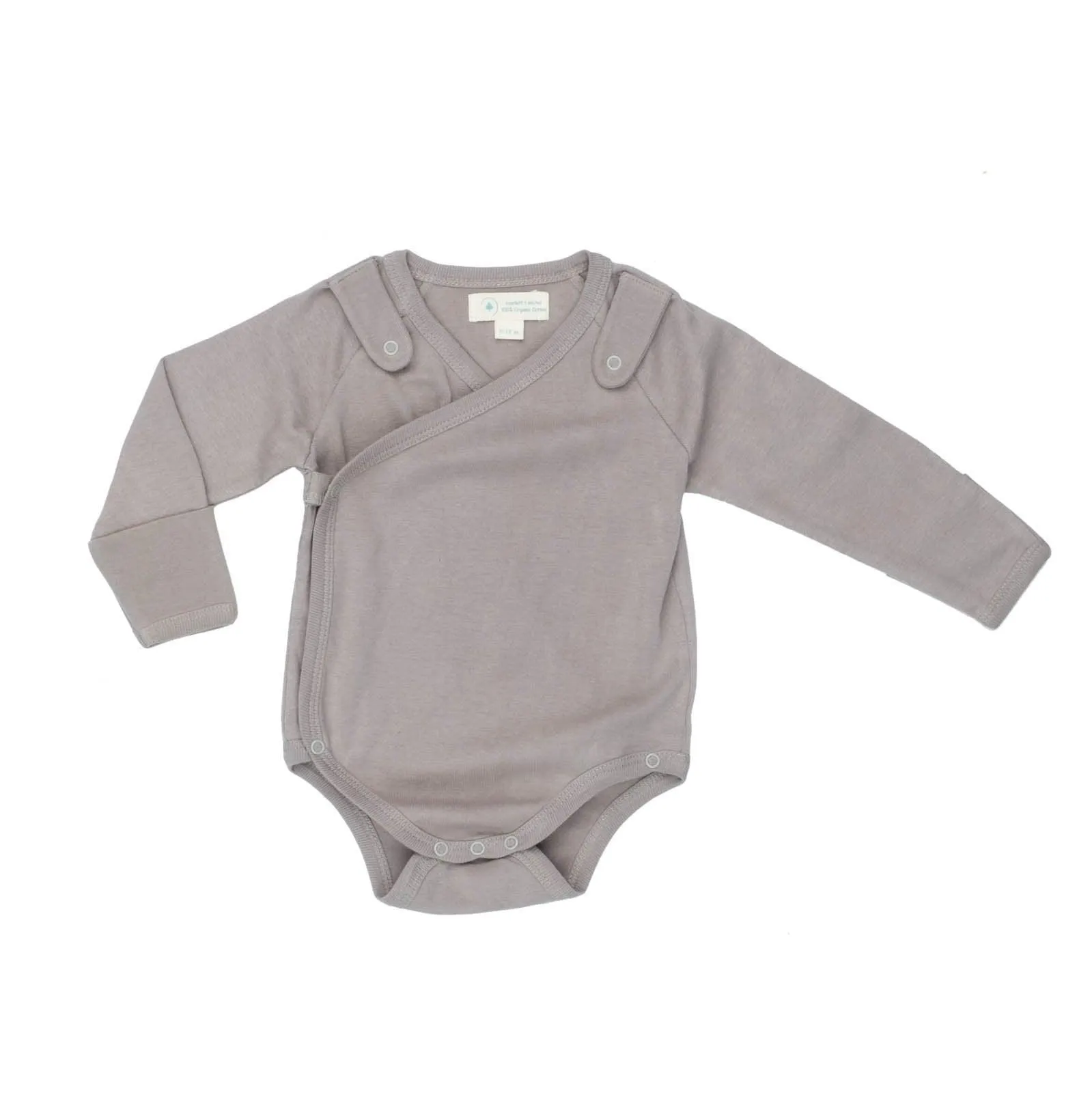 Smart Long Sleeve Kimono Bodysuit   Bib - Gray