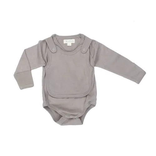 Smart Long Sleeve Kimono Bodysuit   Bib - Gray