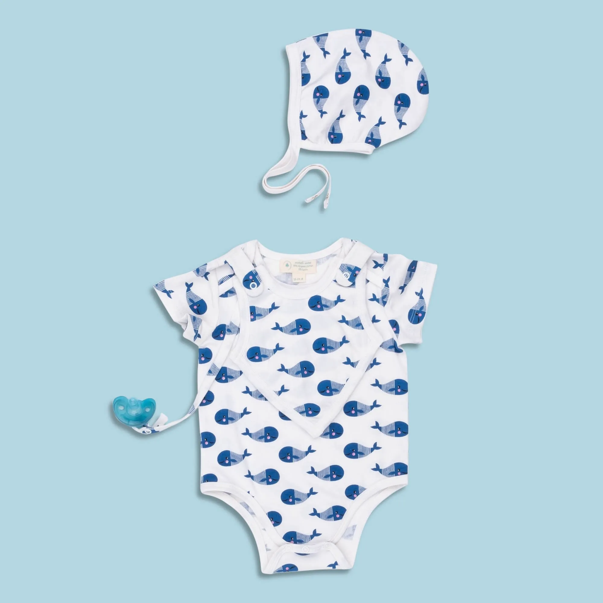 Smart Short Sleeve Bodysuit   Bib - Blue Whale