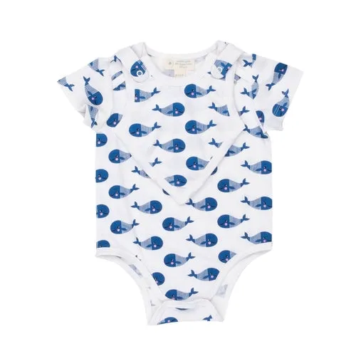 Smart Short Sleeve Bodysuit   Bib - Blue Whale