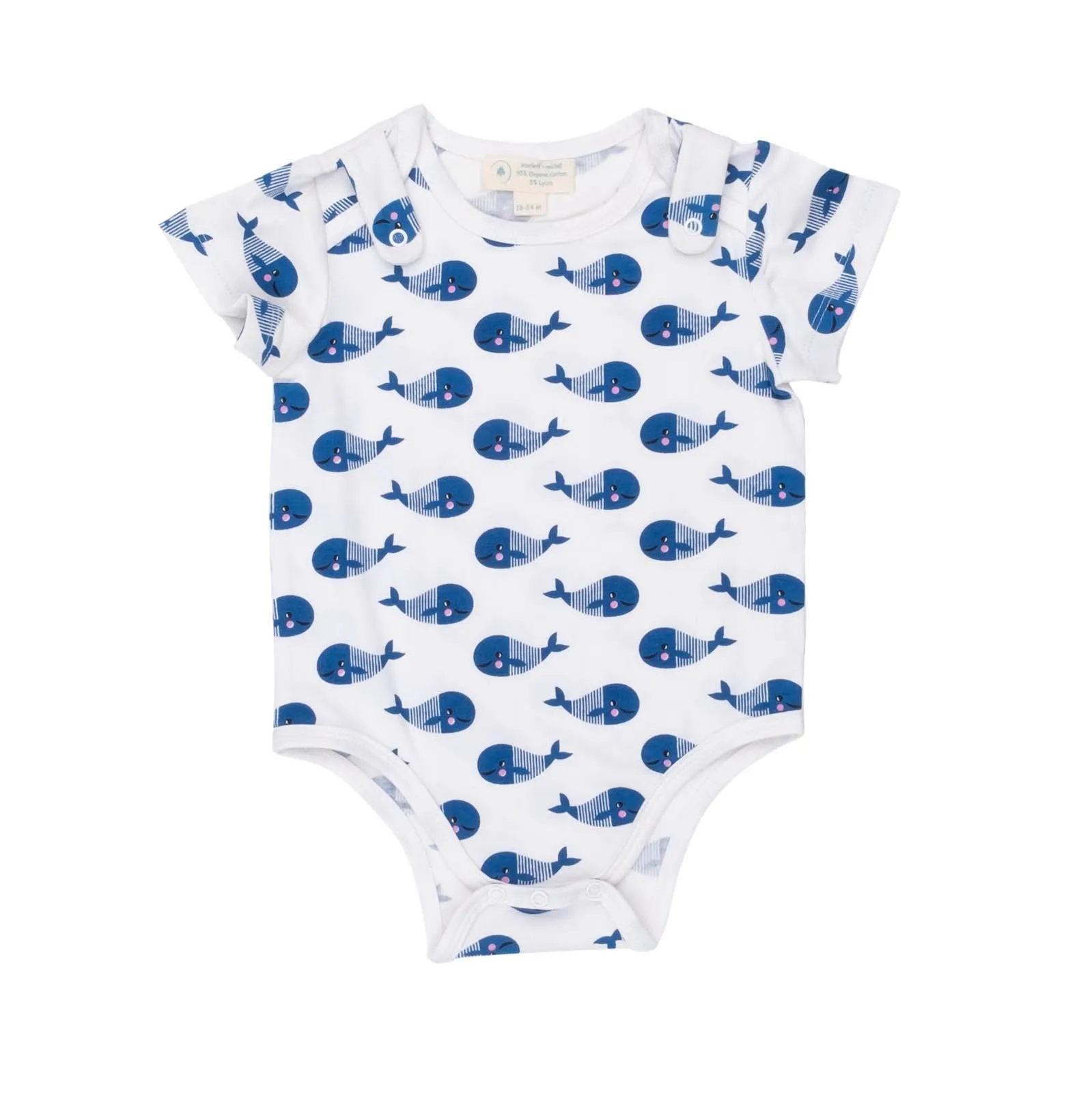 Smart Short Sleeve Bodysuit   Bib - Blue Whale