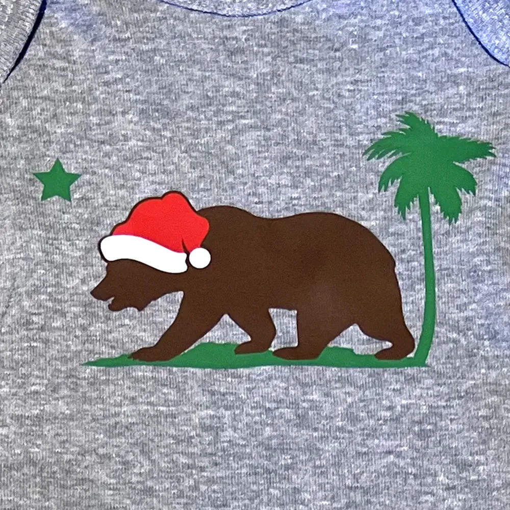 Sol Baby California Christmas Bear Short Sleeve Grey Bodysuit
