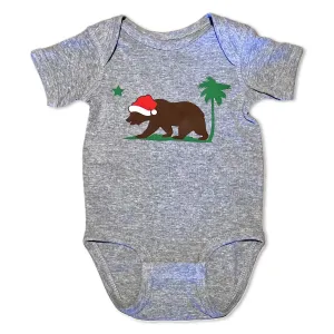Sol Baby California Christmas Bear Short Sleeve Grey Bodysuit