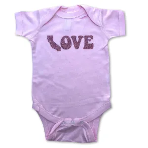 Sol Baby California Love Rose Gold Sparkle Glitter Pink Bodysuit