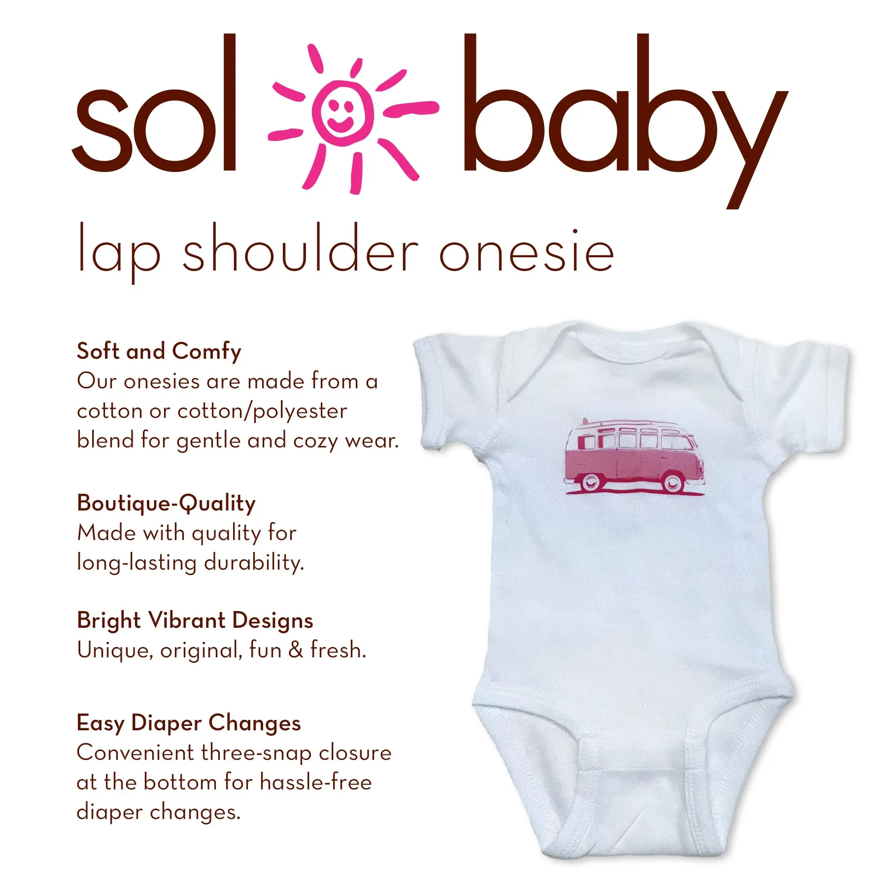 Sol Baby Pink Surf Bus Bodysuit