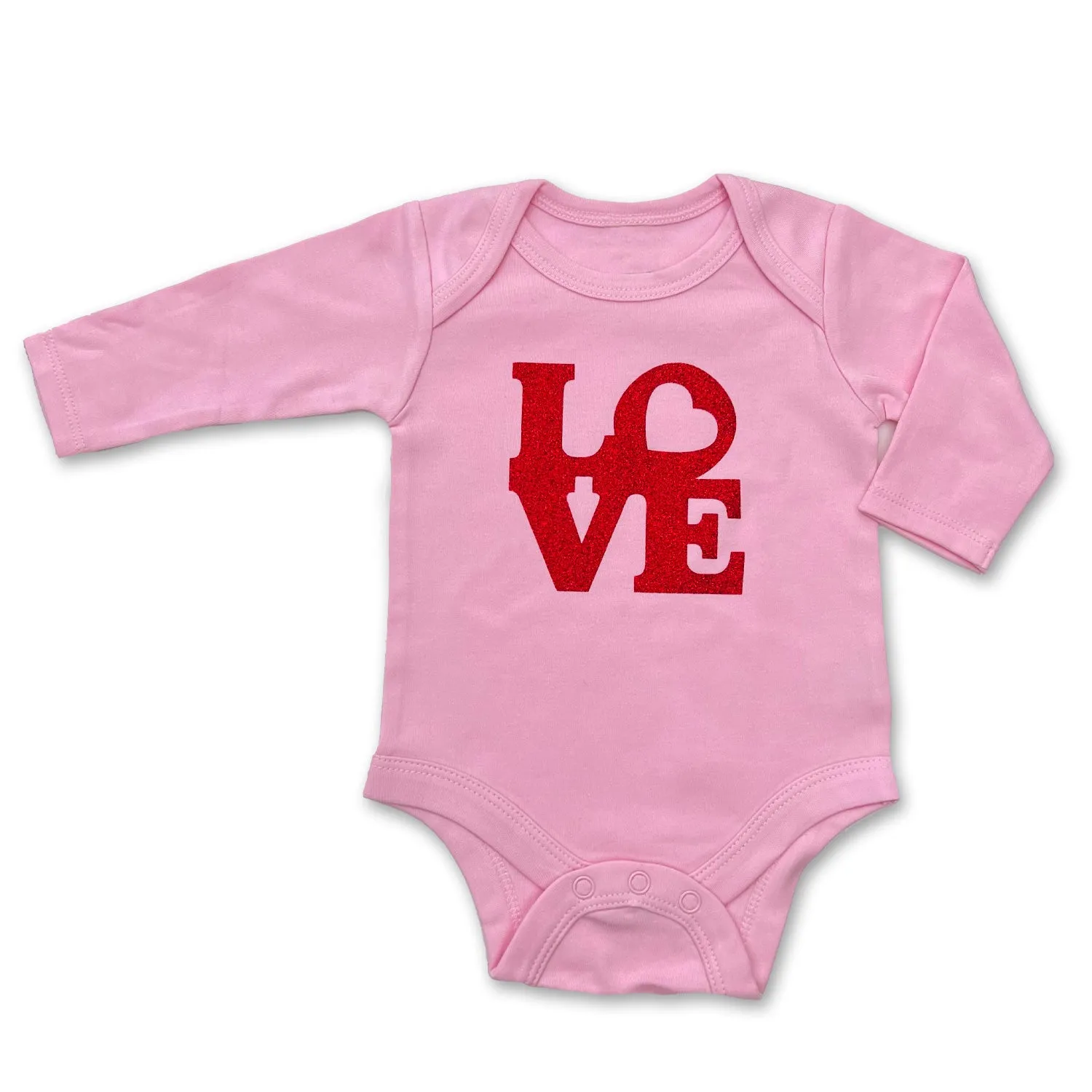 Sol Baby Retro Love Sparkle Long Sleeve Pink Bodysuit