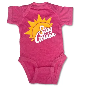 Sol Baby Stay Golden Vintage Hot Pink Bodysuit