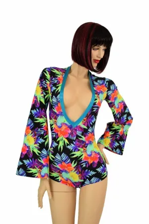 Sonic Bloom Plunging V Romper