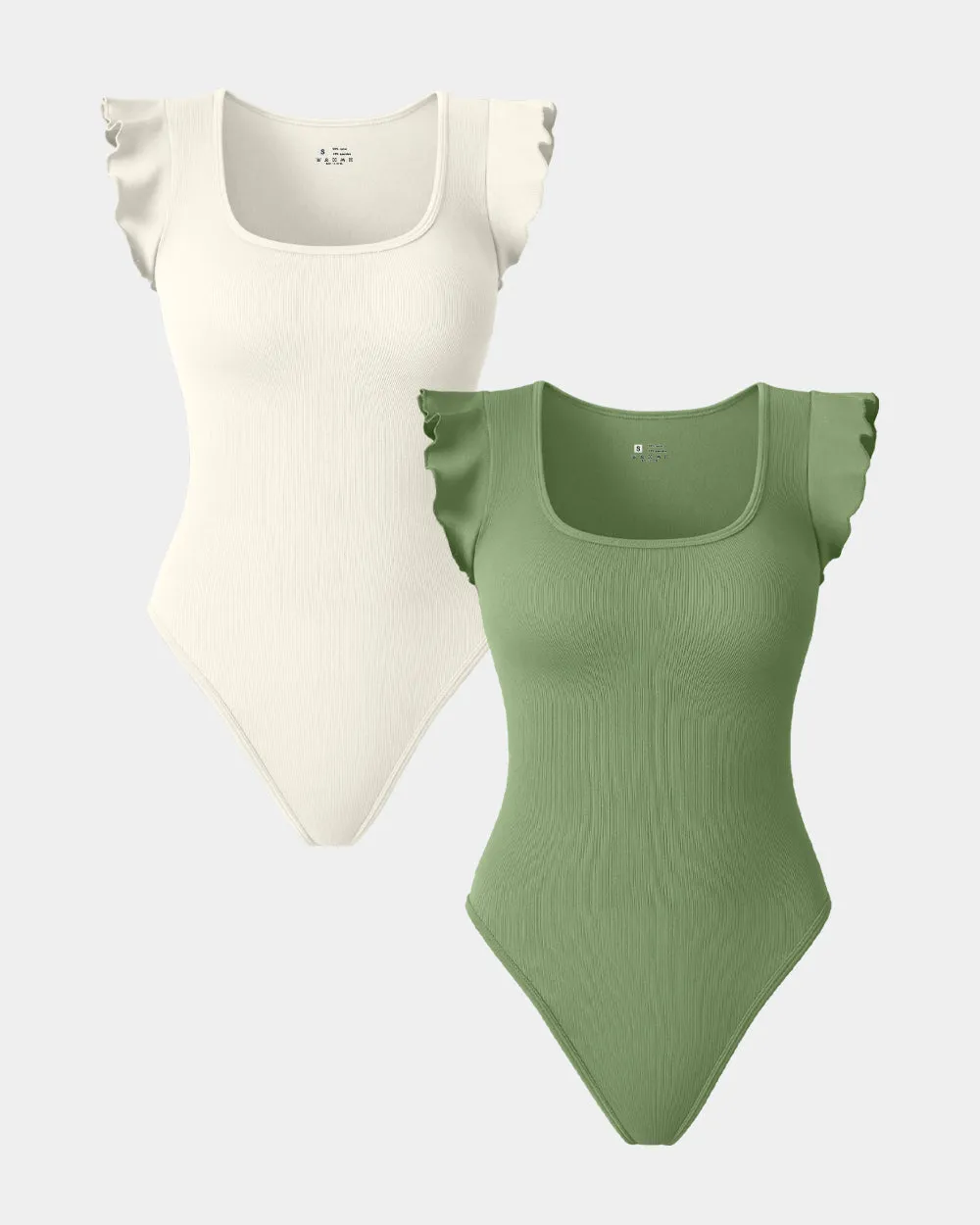 Square Neck Ruffles Sleeve Bodysuits