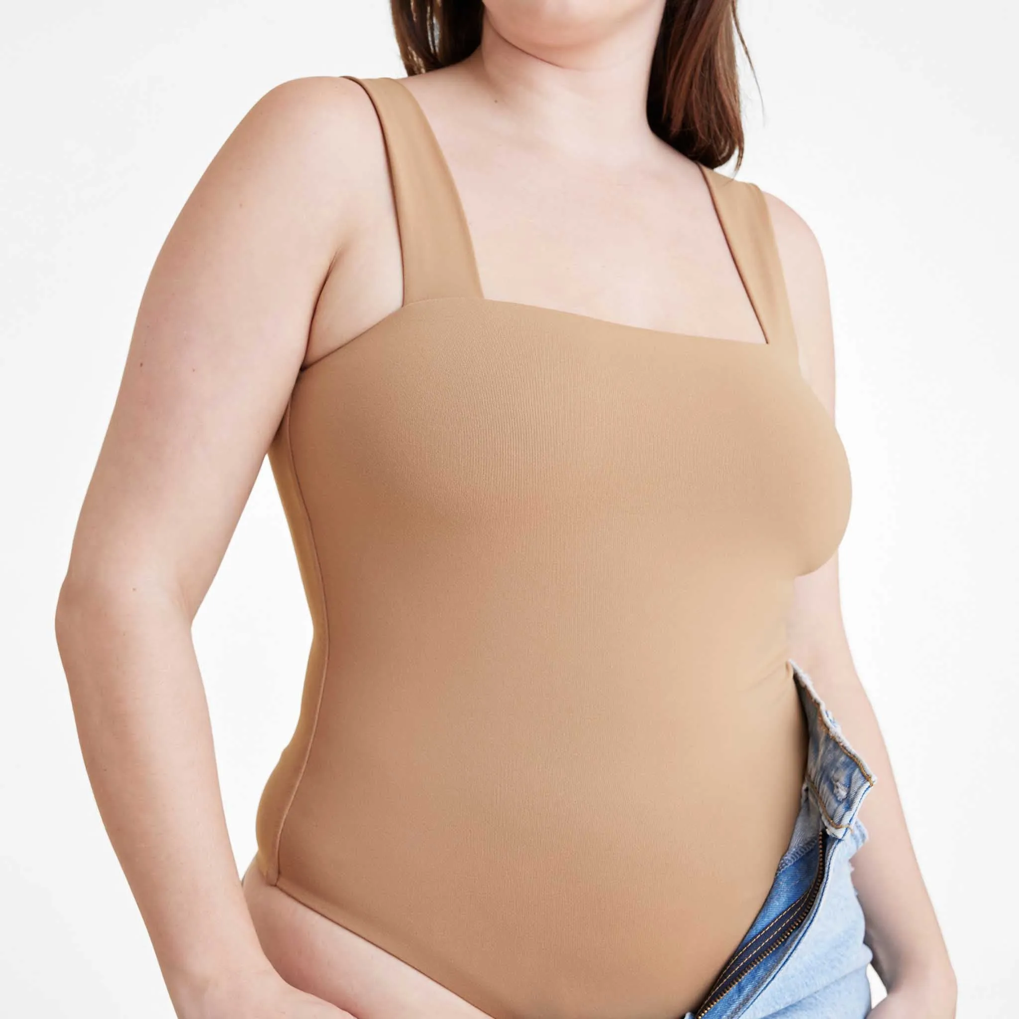 Square Neck Tank Bodysuit | Cinnamon