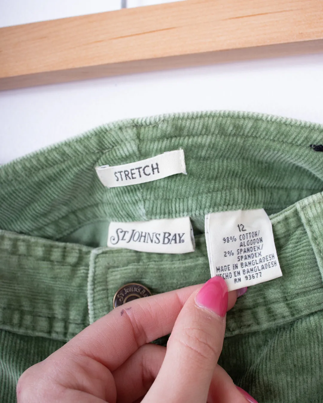 St. Johns Bay Green Corduroy Skirt