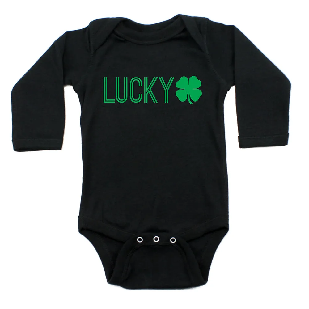 St. Patrick's Day Lucky with Shamrock Long Sleeve Baby Infant Bodysuit