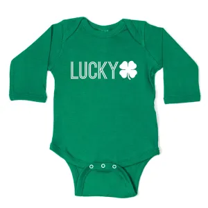 St. Patrick's Day Lucky with Shamrock Long Sleeve Baby Infant Bodysuit