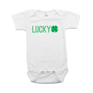 St. Patrick's Day Lucky with Shamrock Short Sleeve Baby Infant Bodysuit