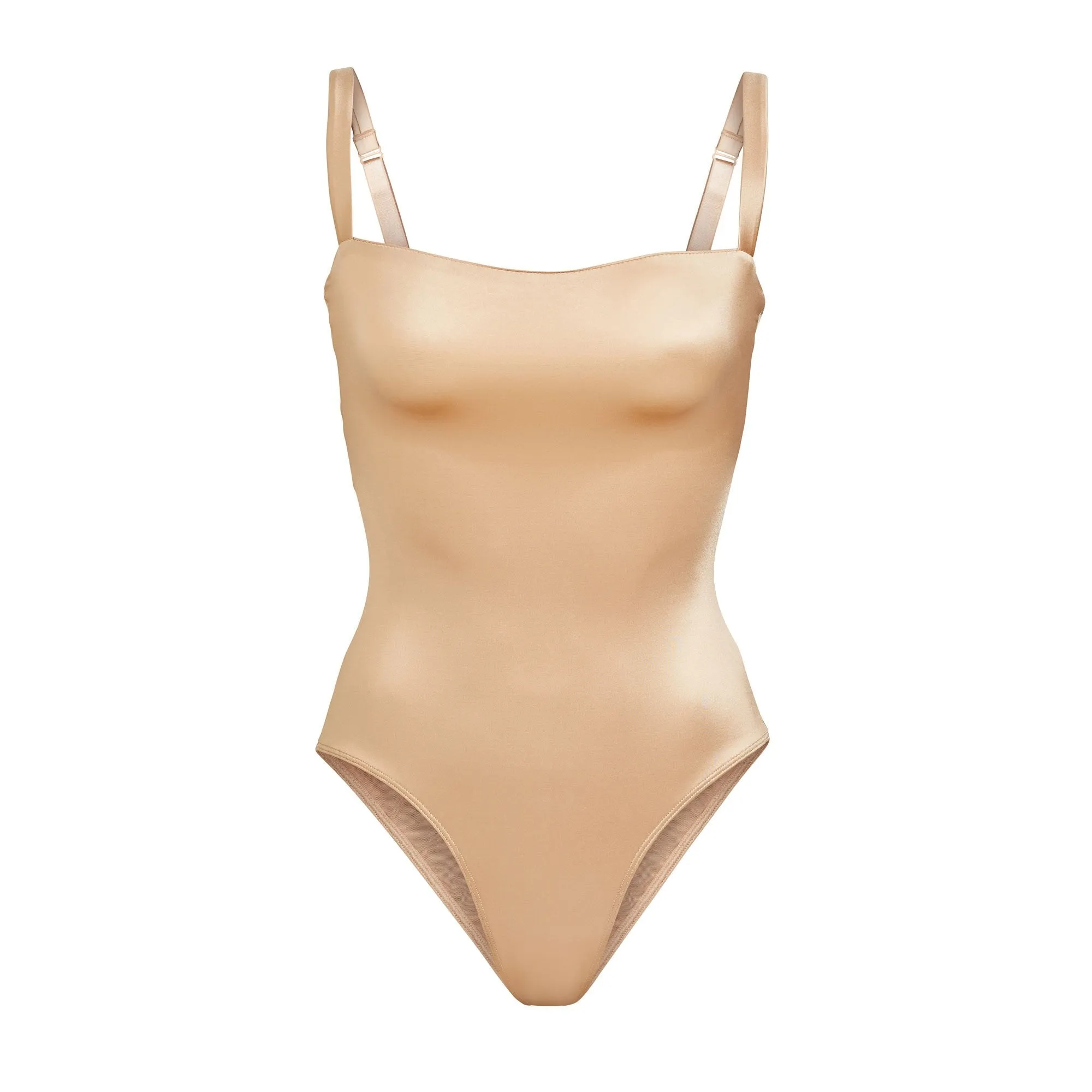 STRETCH SATIN SMOOTHING BODYSUIT | HONEY