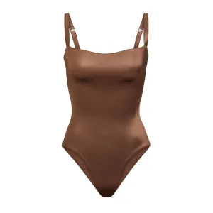 STRETCH SATIN SMOOTHING BODYSUIT | SMOKEY QUARTZ