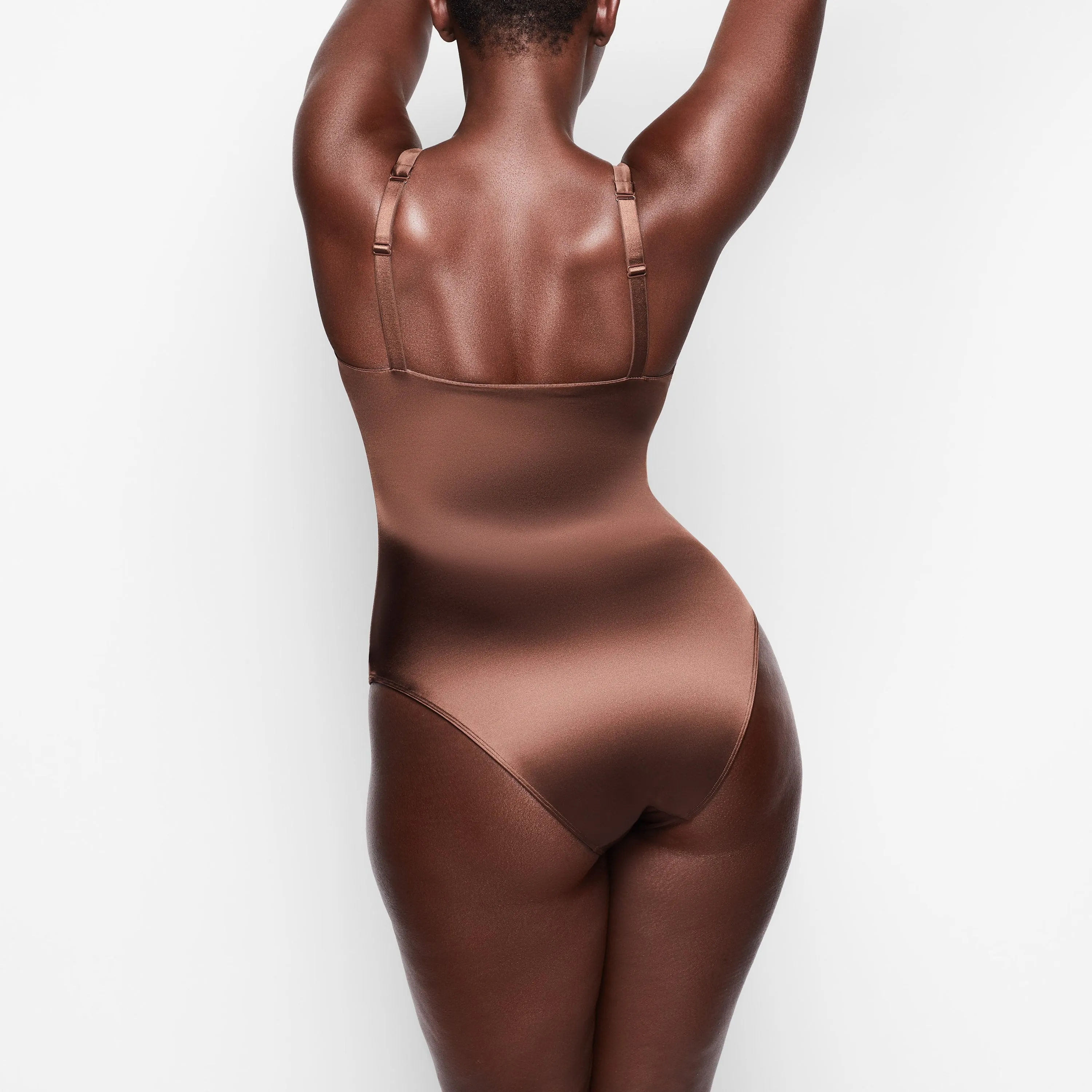 STRETCH SATIN SMOOTHING BODYSUIT | SMOKEY QUARTZ