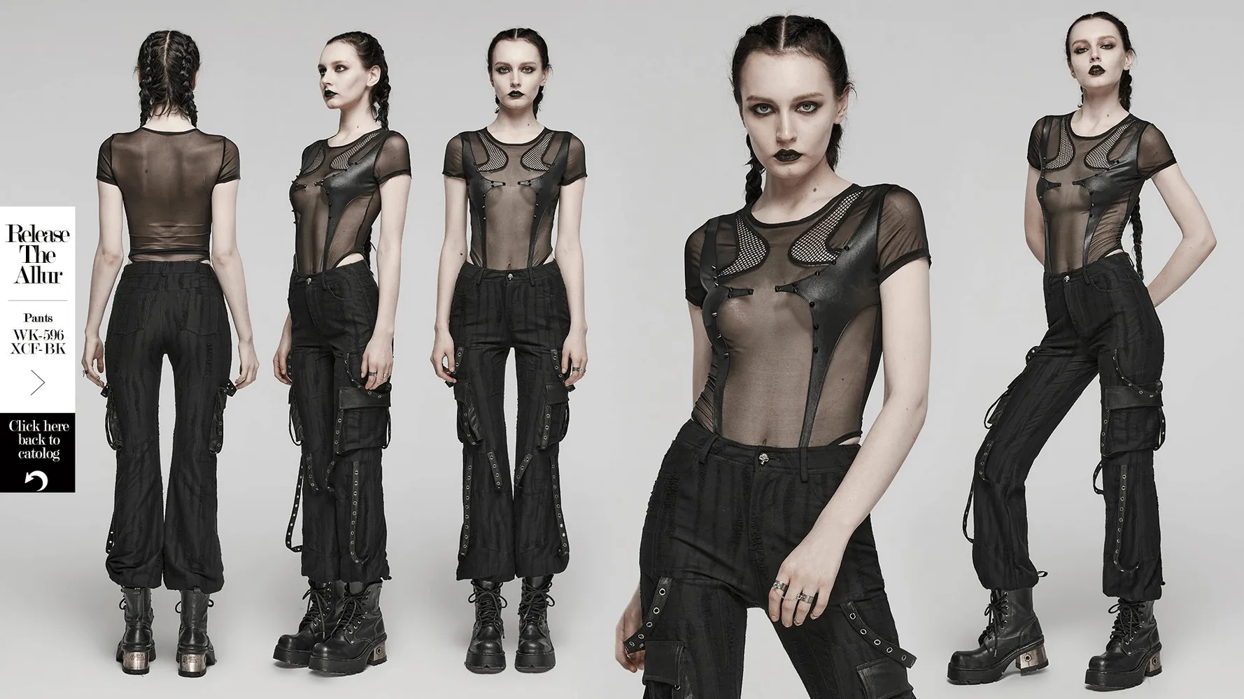 Stylish Sexy Black Sheer Mesh Bodysuit with Inserts