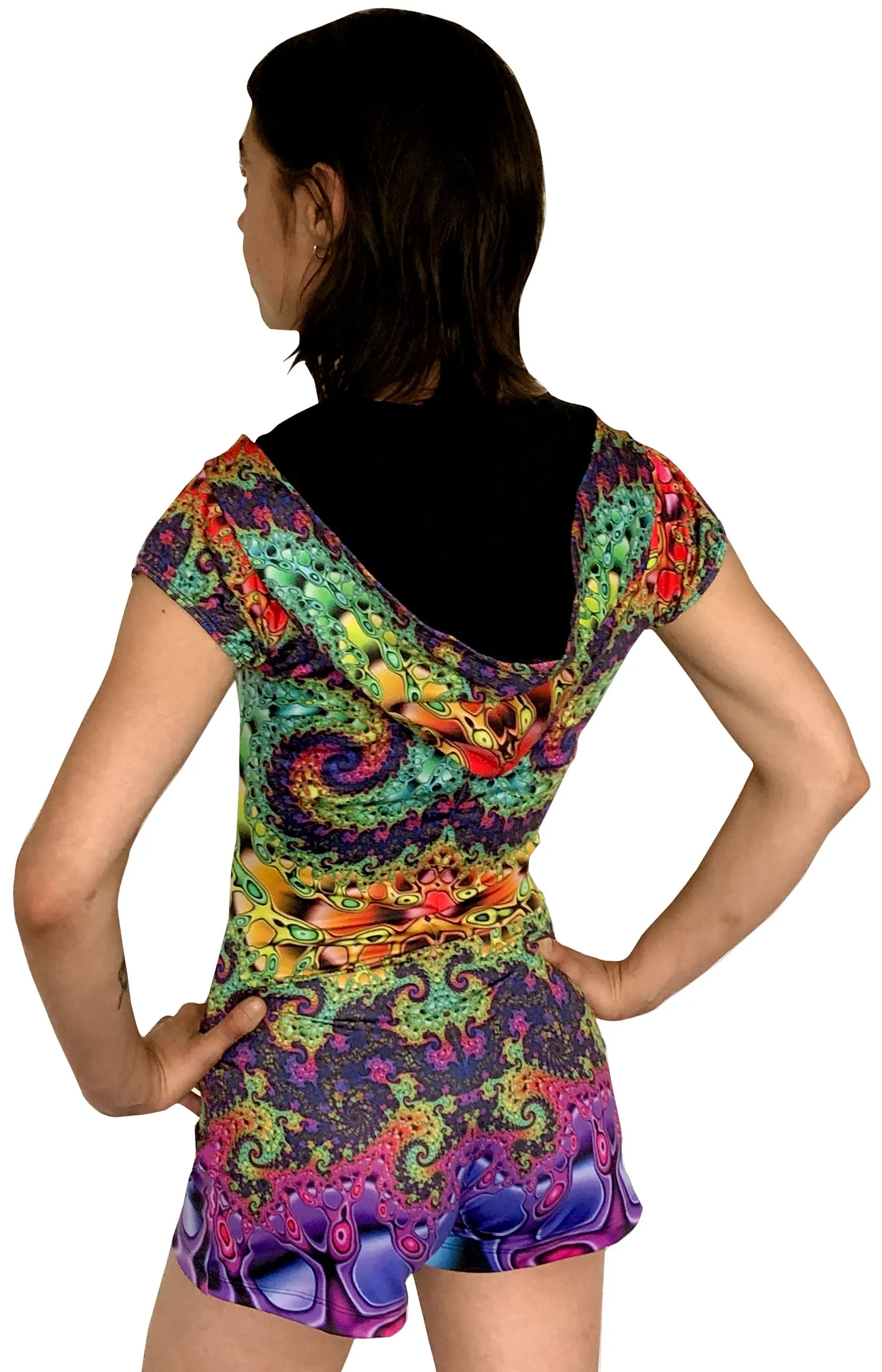 Sublime Hooded Playsuit : Whirlpool Fractal