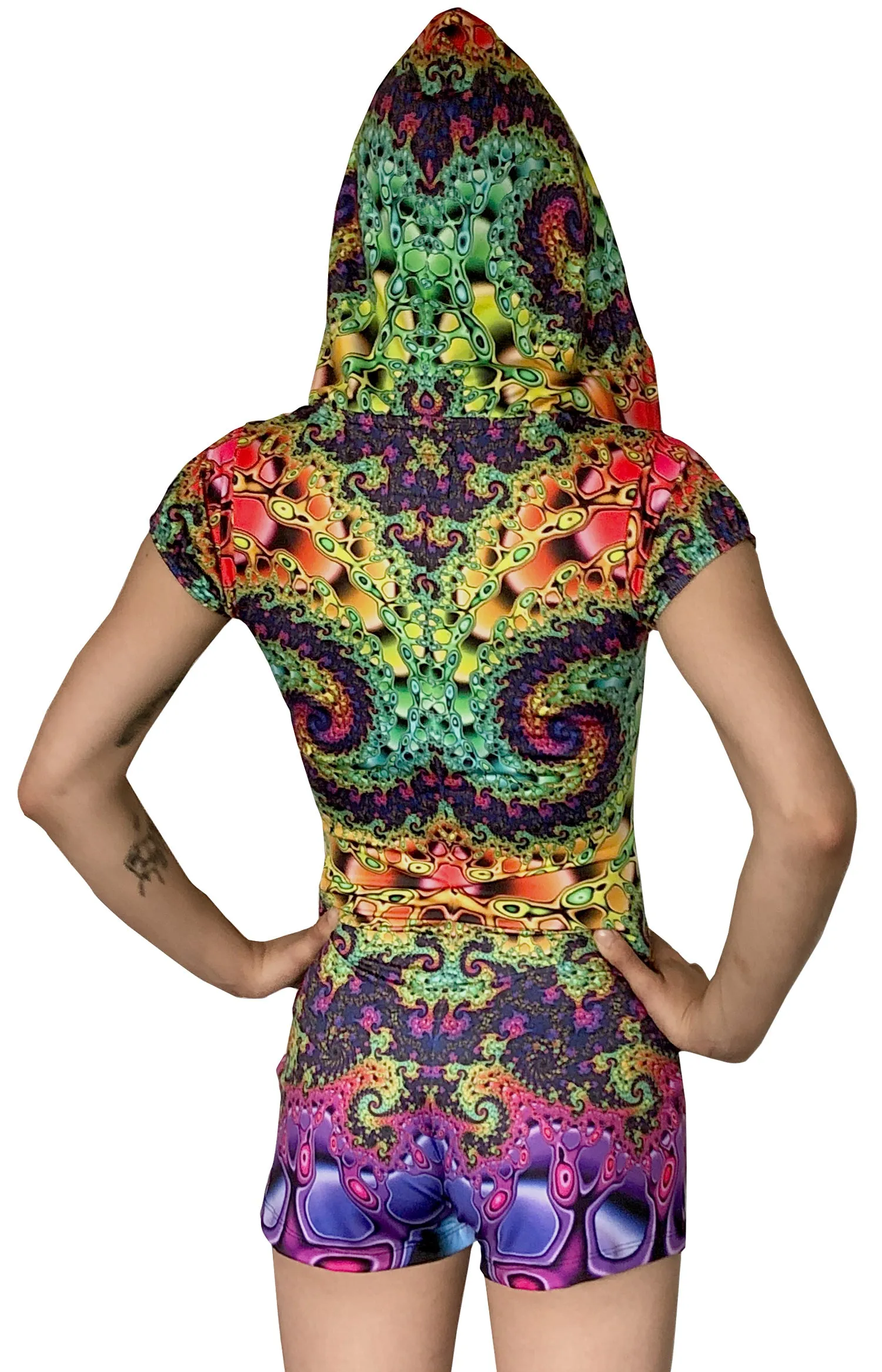 Sublime Hooded Playsuit : Whirlpool Fractal