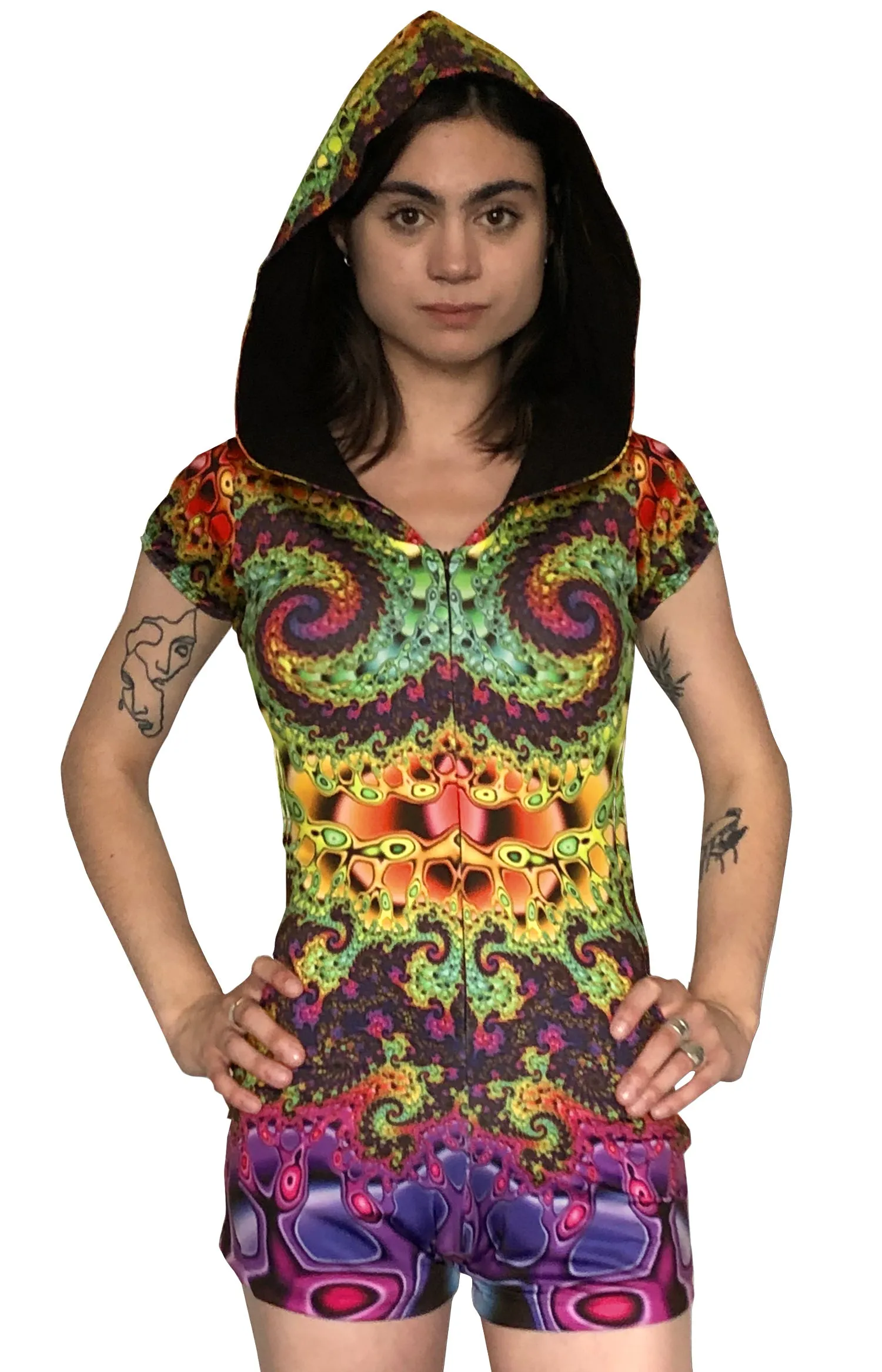 Sublime Hooded Playsuit : Whirlpool Fractal