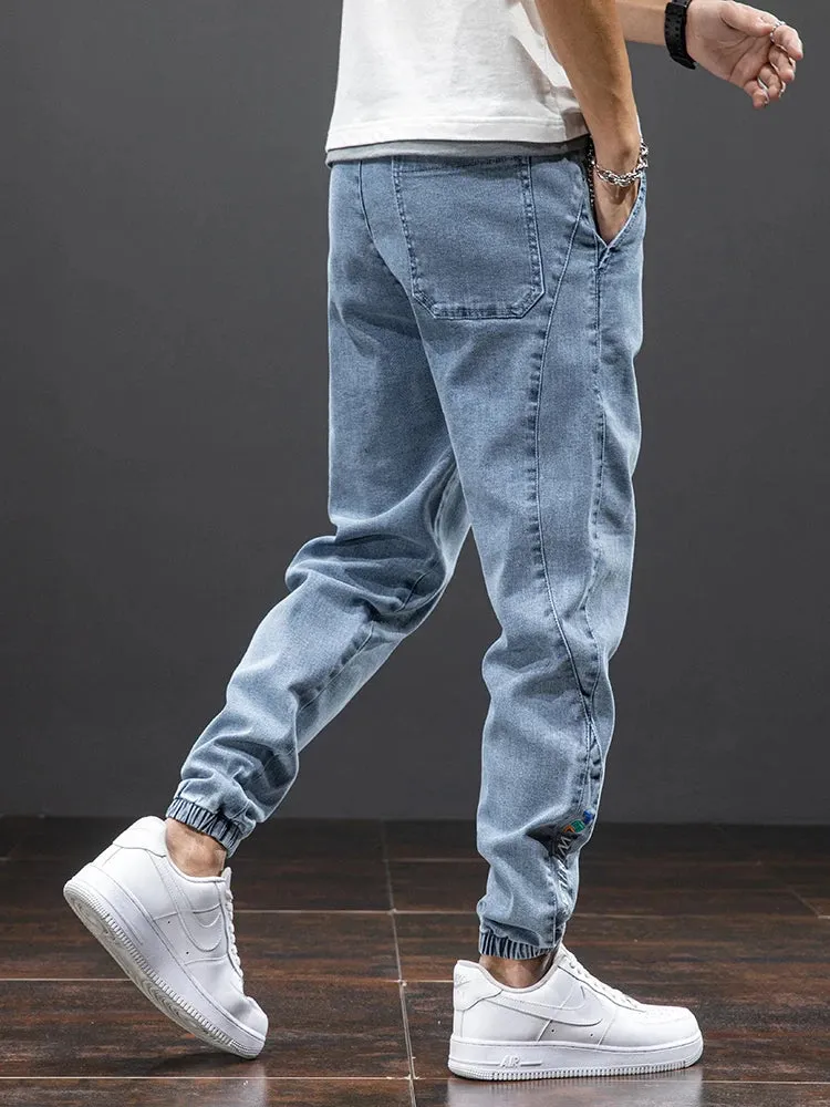 Summer Black Blue drawstrings Cargo Jeans denim Joggers