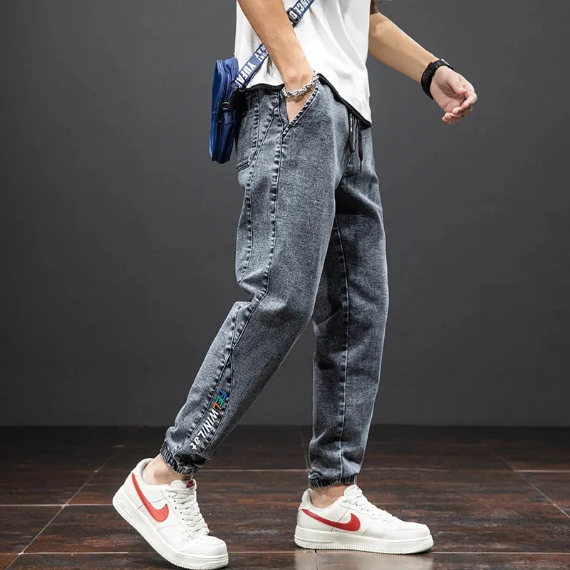 Summer Black Blue drawstrings Cargo Jeans denim Joggers