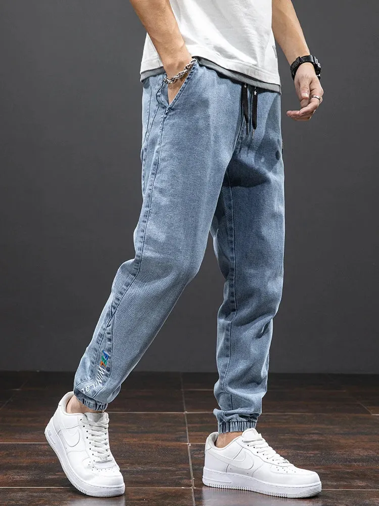Summer Black Blue drawstrings Cargo Jeans denim Joggers