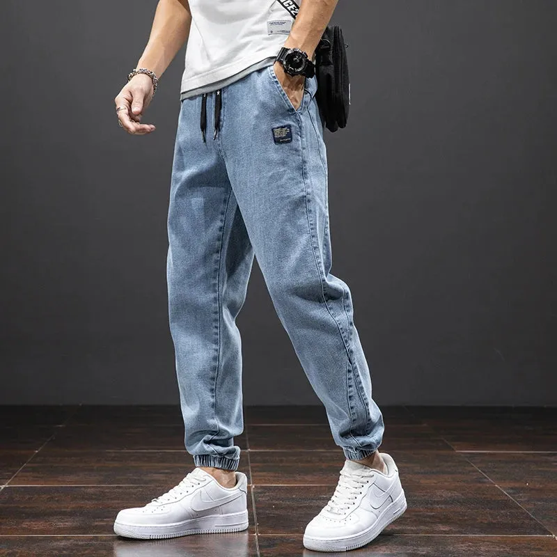 Summer Black Blue drawstrings Cargo Jeans denim Joggers
